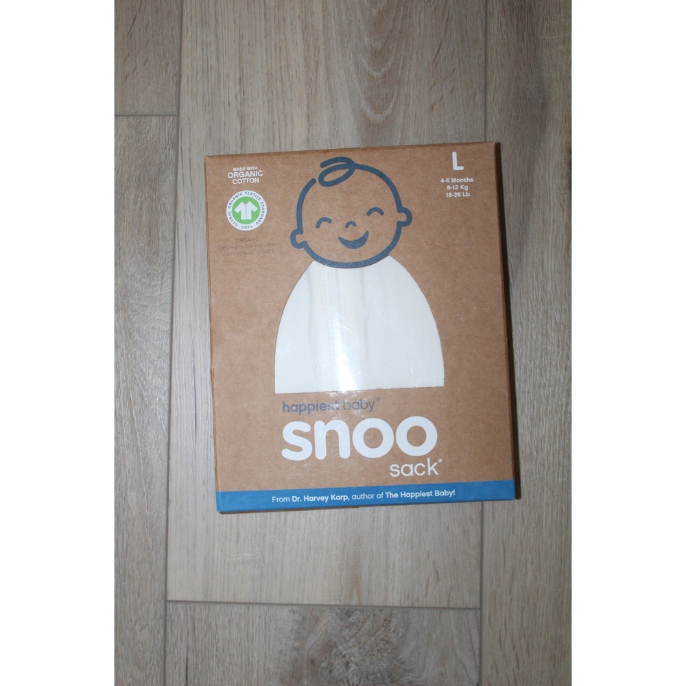 Happiest Baby SNOO Sack White Organic Cotton Swaddle Sleep Sack Large 4-6 Months